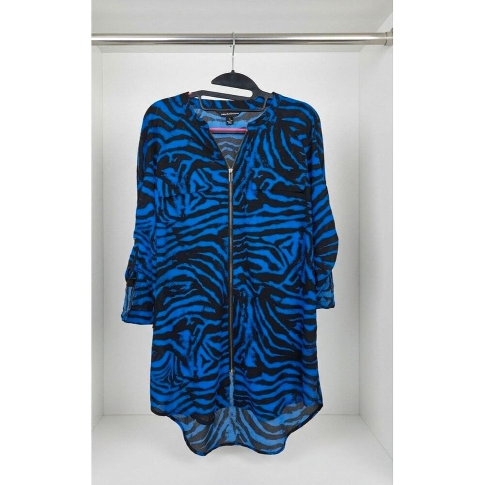 Rock & Republic Blue Zebra Print Zip-Up Tunic